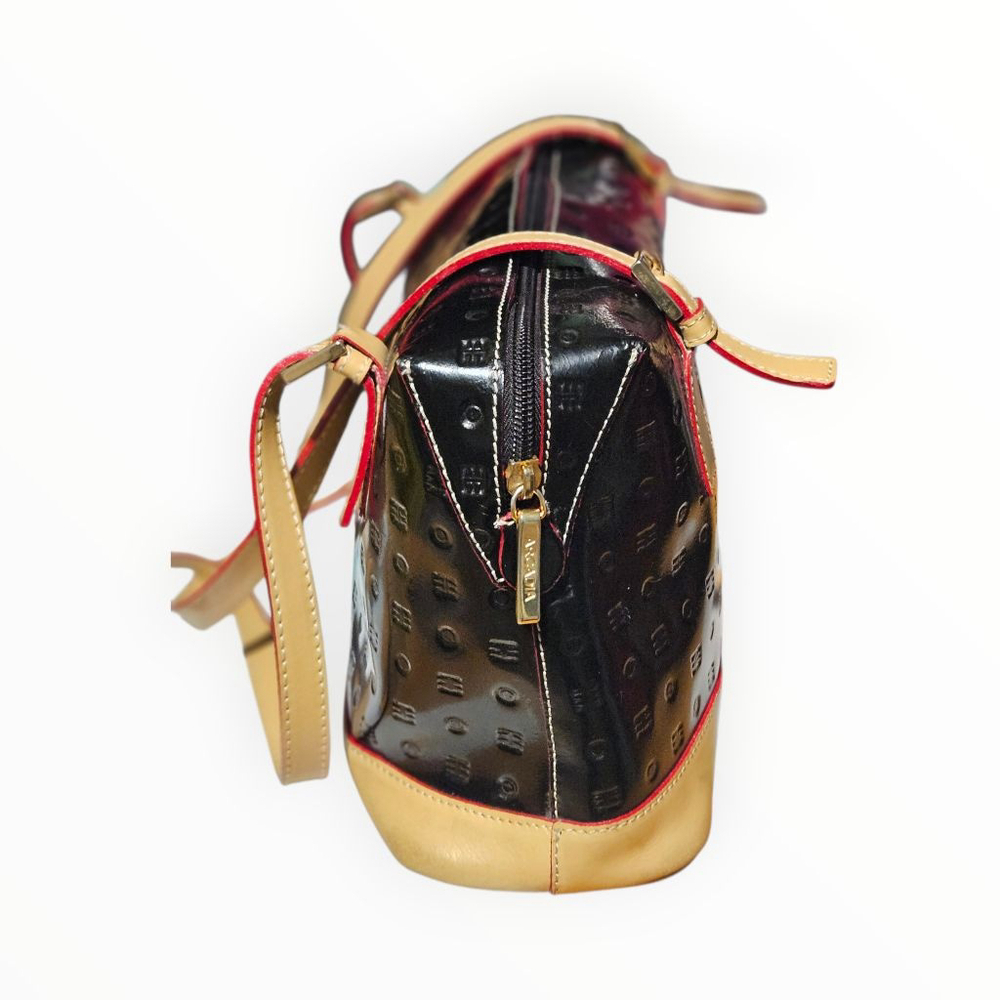 Arcadia Black & Beige Patent Leather Shoulder Bag One Size - Picture 3 of 13